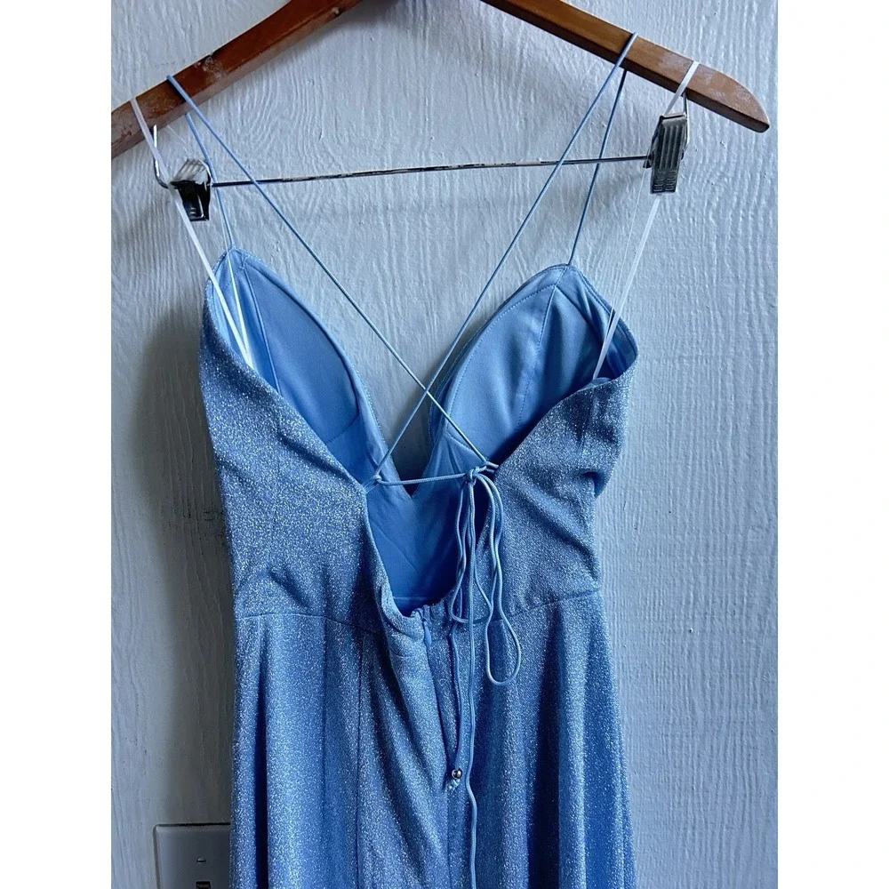 Hello Molly Dear Emilia Companion Star Maxi Dress Size XS Blue Lined Sparkle NWT - Picture 9 of 13